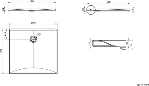 Duschenwanne Schmidlin Viva 100 x 90 cm Zement satiniert Duschenwanne Schmidlin Viva 100 x 90 cm Zement satiniert