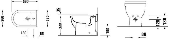 Bidet au sol Philippe Starck 3 matériel de fixation avec trou pour robinetterie blanc image number 1