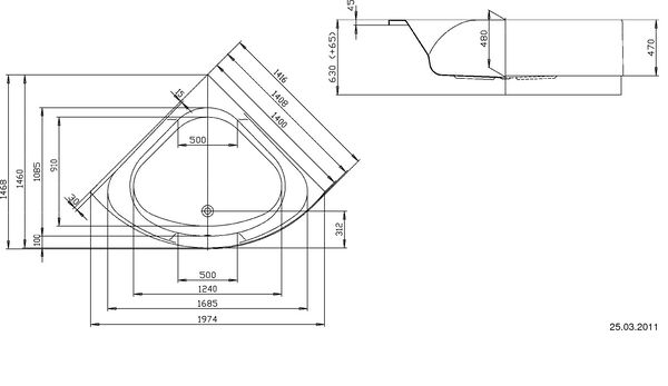 Eckbadewanne Hoesch Spectra 1400 weiss image number 1