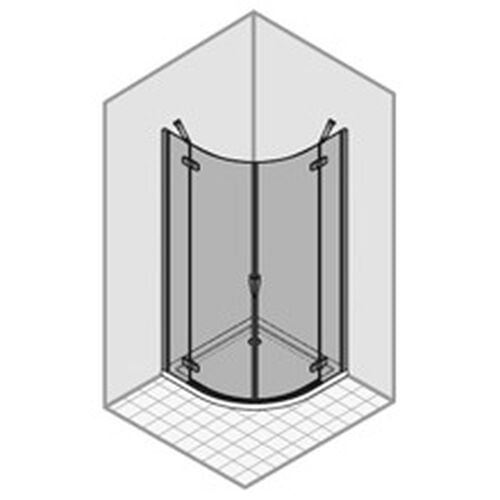 Paroi diagonale Duka Pura R 5000, arrondi Chrom&eacute;/Alu brillant Verre clair