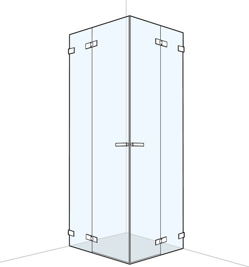 Cabina diagonale Koralle S606 Plus Nero opaco Vetro trasparente