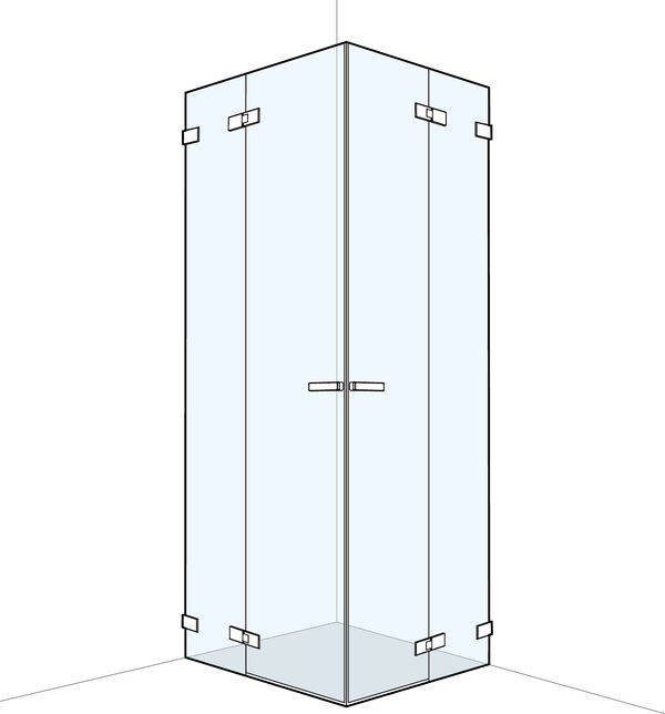 Cabina diagonale Koralle S606 Plus, larghezza 70 - 100 cm, con elementi fissi e ante a battente, image number 0