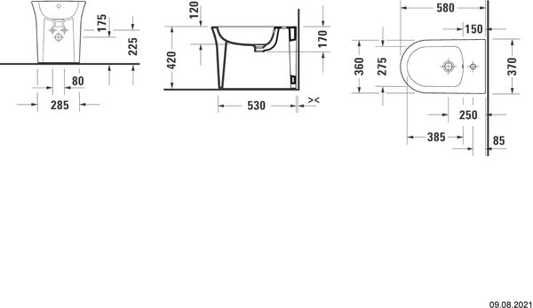 Stand-Bidet Duravit White Tulip weiss Cleaneffekt image number 1