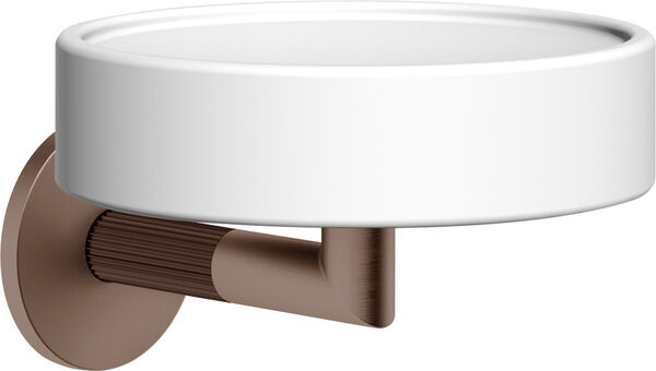 Portasapone Gessi Ingranaggio, bacinella in vetro bianco opaco, modello a parete, rosetta rotonda image number 0