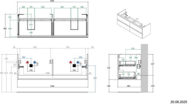 Waschtischmöbel Alterna zero plus Grau ombra image number 1