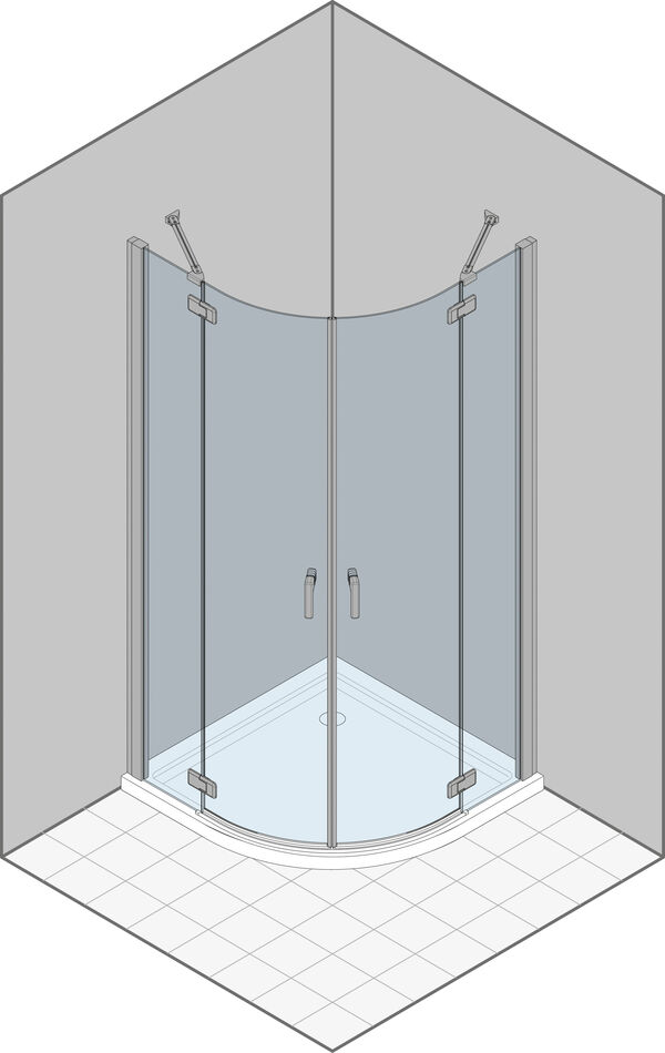 Eckeinstieg Duka Gallery 3000 New Vierteilkreis Verchromt/Alu hochglanz Echtglas klar image number 0