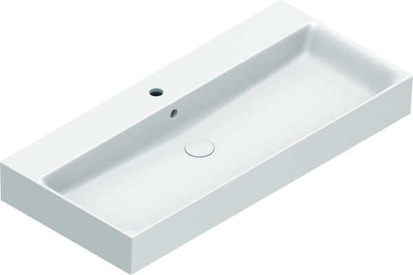 Lavabo d'appoggio Alterna elena, 100 x 47 cm, con foro per rubinetteria, altezza 12 cm, con image number 0