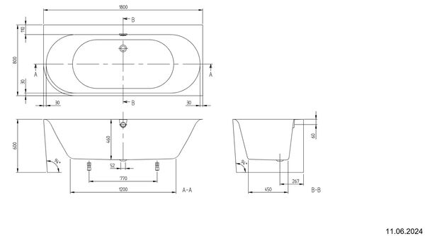 Badewanne Villeroy & Boch Oberon 2.1 weiss image number 1