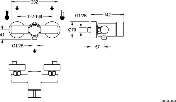 M&eacute;langeur de douche KWC F3SM2002 &frac12;" Chrom&eacute; image number 1