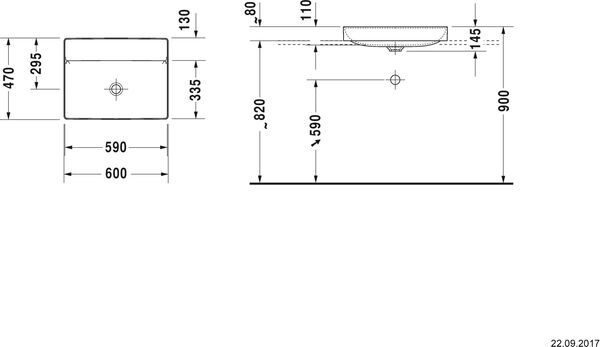 Auflegewaschtisch Duravit DuraSquare 60 x 47 cm Weiss image number 1