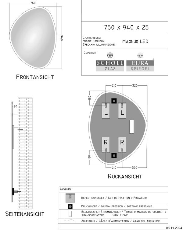 Miroir lumineux Euraspiegel Magnus LED image number 1