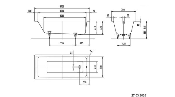 Baignoire Kaldewei Puro Next Manhattan image number 1