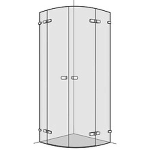 Cabina diagonale Koralle S505 semitonda, 90 - 100 cm, per raggio 500 mm, 2 porte battenti con image number 0