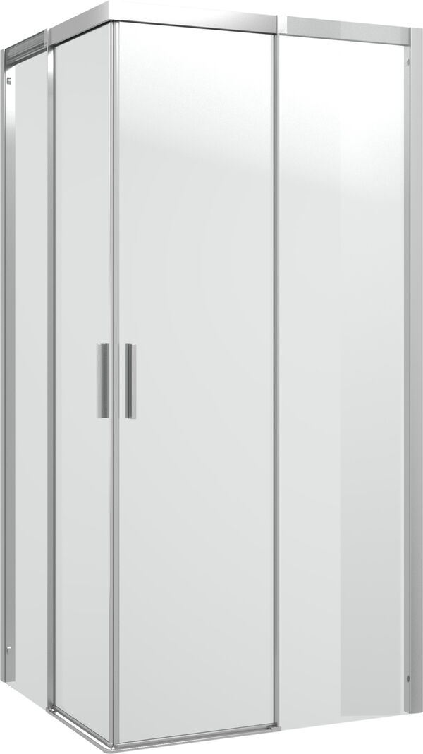 Gleittüre für Eckeinstieg Alterna costa, Bodenmontage silber hochglanzeloxiert Echtglas klar ProCare image number 0