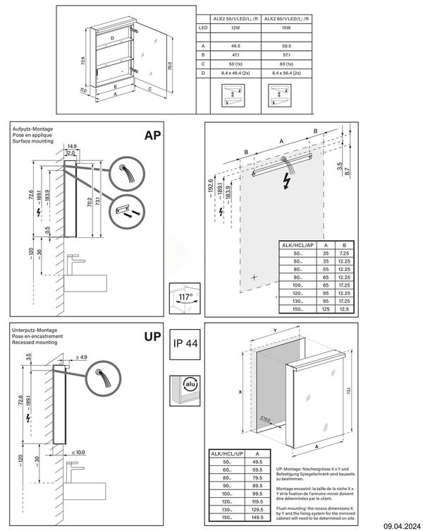 Armoire de toilette Alterna karat LED blanc couleur de lumière blanc neutre 4000 K image number 1