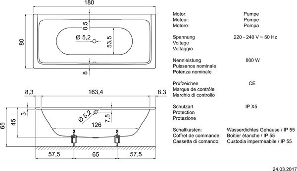 Whirlwanne Schmidlin Free Jet-System weiss Cleaneffekt Düsen und Garnituren verchromt image number 1