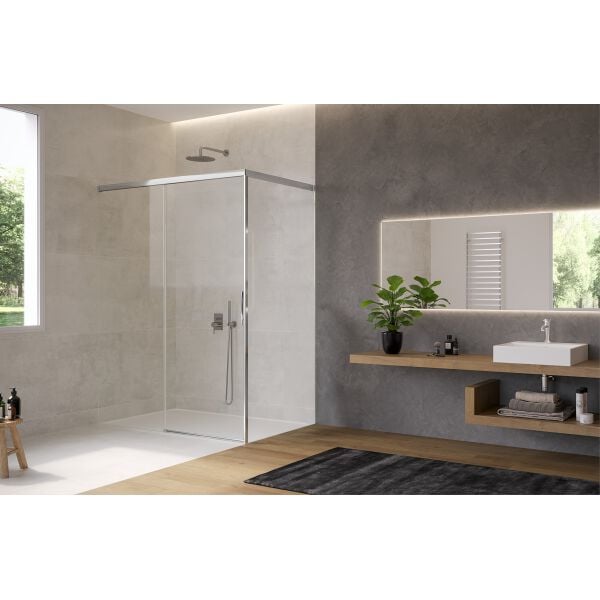 Gleittüre Duka Natura 4000, Bodenmontage Silberfarbig Echtglas klar ProCare image number 1