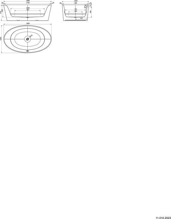 Baignoire Schmidlin Ella Oval Shape blanc Cleaneffekt image number 1