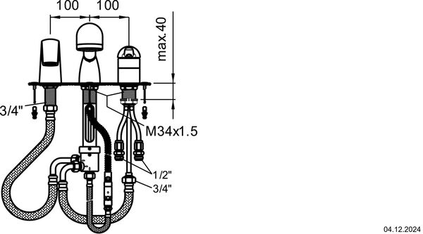 Garniture de remplissage Laufen Milor 3-trous Chromeline image number 1