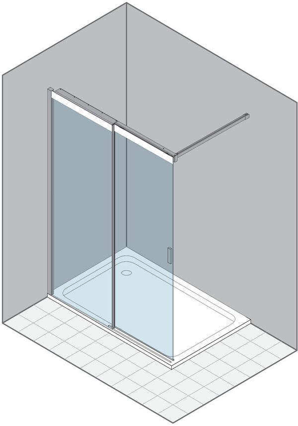 Paroi coulissante Duka Libero 5000 Couleur acier inoxydable Verre clair avec s&eacute;rigraphie blanche au-dessus image number 0