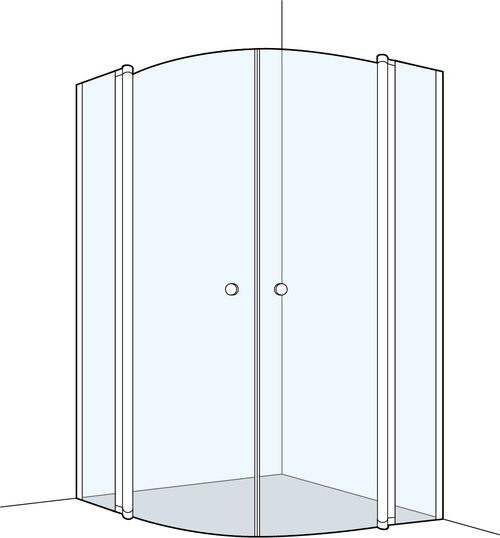 Eckeinstieg Koralle S300 Viertelkreis silberfarbig Echtglas klar