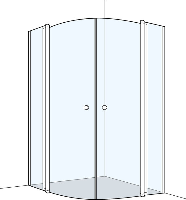 Eckeinstieg Koralle S300 Viertelkreis silberfarbig Echtglas klar image number 0