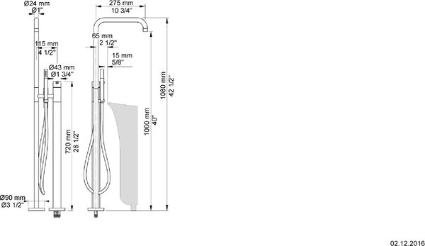 Bademischer Vola-Standmodell edelstahl matt image number 1