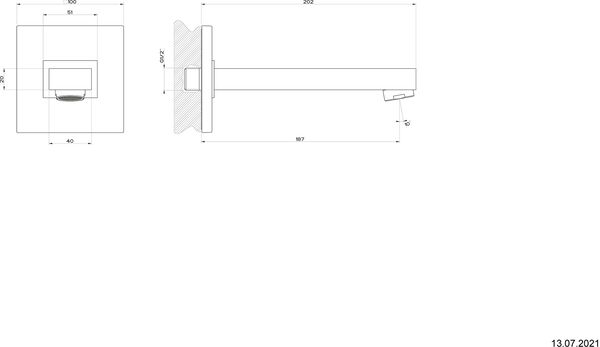 Goulot pour baignoire Gessi Rettangolo / Rettangolo K ½" Finox image number 1