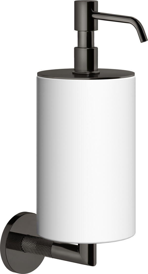 Distributore di sapone Gessi Anello, recipiente in vetro bianco opaco, modello a parete, rosetta image number 0