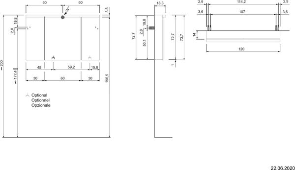 Armoire de toilette Alterna format LED plus Anthracite m&eacute;tallique brillant image number 1