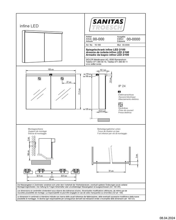 Spiegelschrank Alterna infine LED weiss Lichtfarbe Neutralweiss 4000 K image number 1
