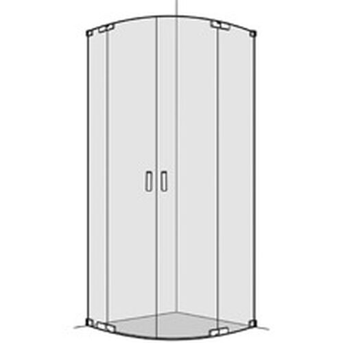 Eckeinstieg Koralle S808 Viertelkreis Verchromt Echtglas klar Plus