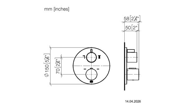 Thermostatmischer-Endmontageset Dornbracht Tara. Platin matt image number 3