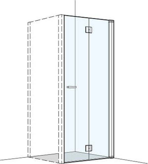 Paroi pliante diagonale Koralle S400 Plus Silver polish Verre clair image number 0