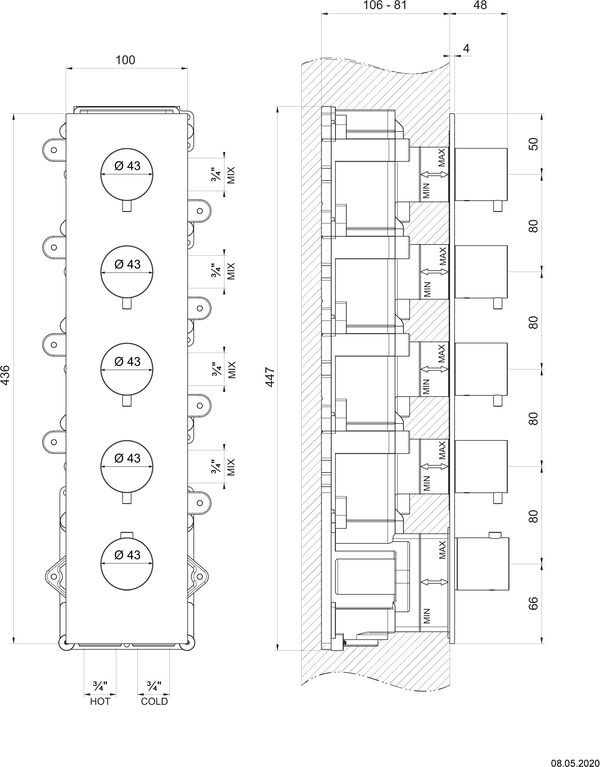 Bade- und Duschenmischer Endmontageset Gessi 316 Black metal brushed image number 1