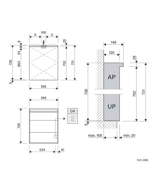 Spiegelschrank Alterna karat LED Weiss Lichtfarbe Neutralweiss 4000 K image number 1