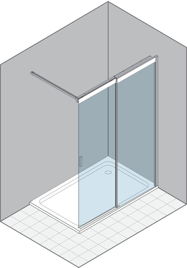 Paroi coulissante Duka Libero 5000 Couleur acier inoxydable Verre clair ProCare avec s&eacute;rigraphie blanche au-dessus image number 0