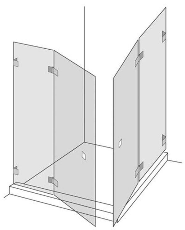 Eckkabine Renner Trendline 2TS 90&deg; Verchromt Echtglas klar VETRO COMFORT image number 0