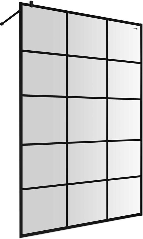 Paroi lat&eacute;rale &agrave; pose libre Duscholux Bella Vita 3 Walk-in Noir mat Verre clair CareTec Pro