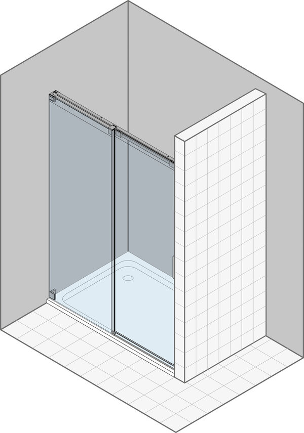 Paroi coulissante Duka Acqua 5000 new Couleur acier inoxydable Verre clair avec s&eacute;rigraphie blanche au-dessus image number 0