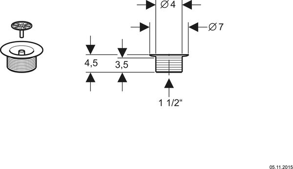 Soupape &agrave; grille Geberit Chrom&eacute; image number 1