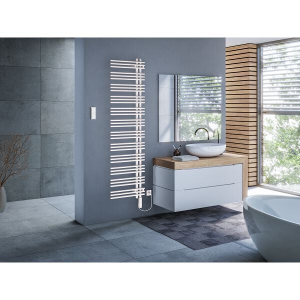 Radiateur de bain Zehnder Yucca Asym Blanc R&eacute;sistance &eacute;lectrique &agrave; droite image number 1