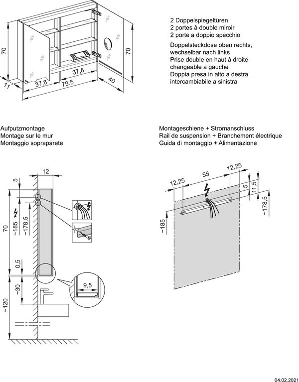 Spiegelschrank Schneider Grace TW schwarz matt image number 1