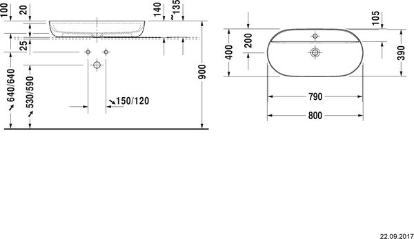 Auflegewaschtisch Duravit Luv 80 x 40 cm Weiss image number 1