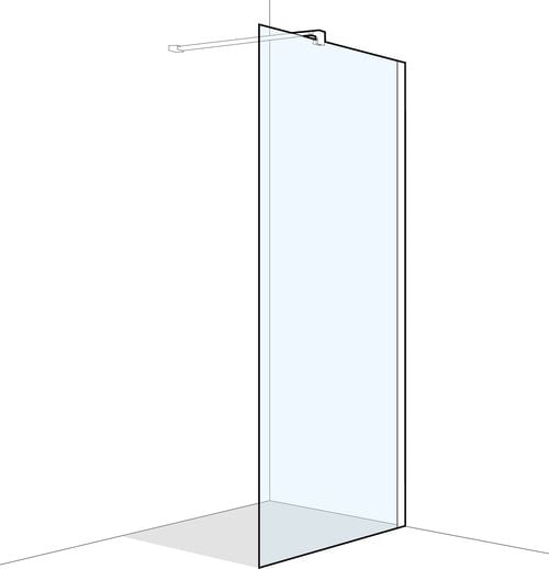 Parete laterale a posa libera Koralle S600 Plus Cromato Vetro trasparente