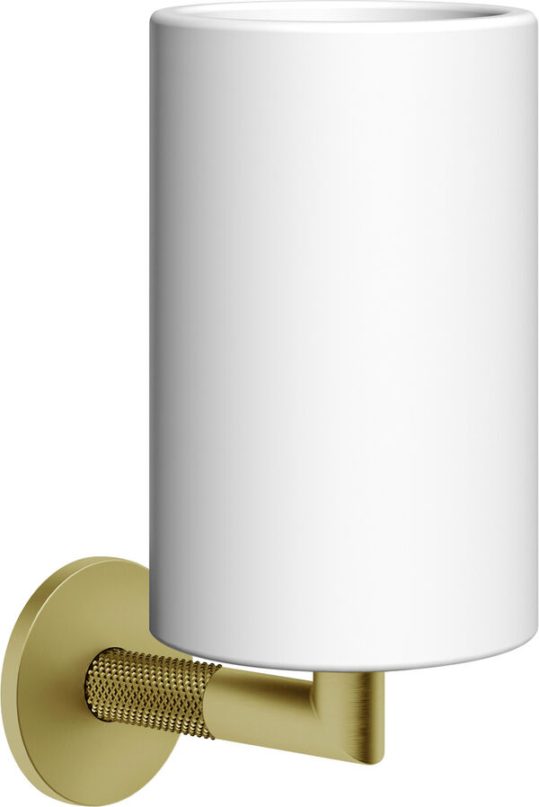 Portabicchiere Gessi Anello, bicchiere in vetro bianco opaco, modello a parete, rosetta rotonda image number 0