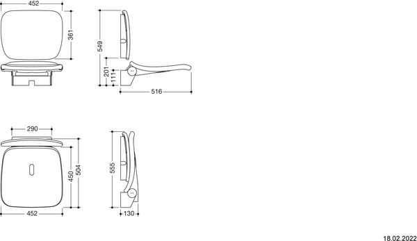 Klappsitz Hewi LifeSystem Komfort Signalweiss gl&auml;nzend image number 1