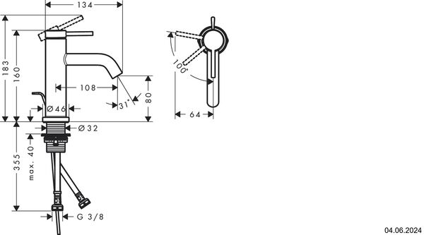 Einlochmischer Hansgrohe Tecturis S weiss matt image number 1
