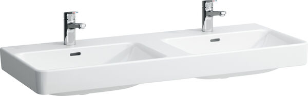 Lavabo doppio Pro S 120 x 47 cm, con troppopieno con 2 fori per rubinetteria image number 0