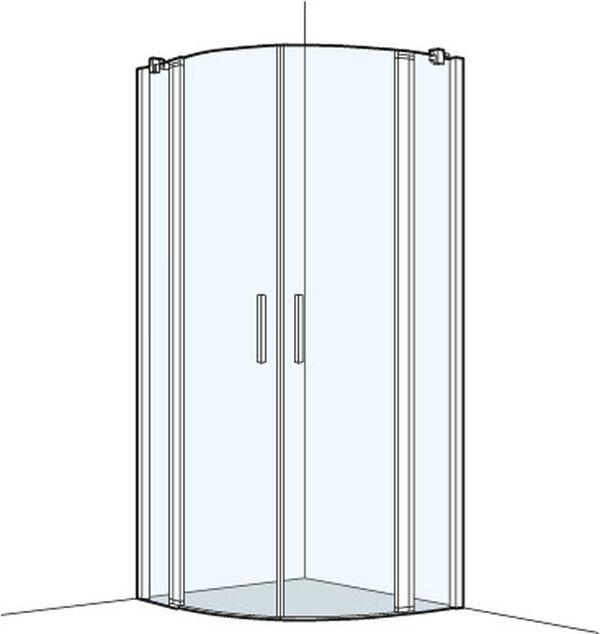Eckeinstieg Koralle S400 Plus Viertelkreis silver polish Echtglas klar Plus image number 0